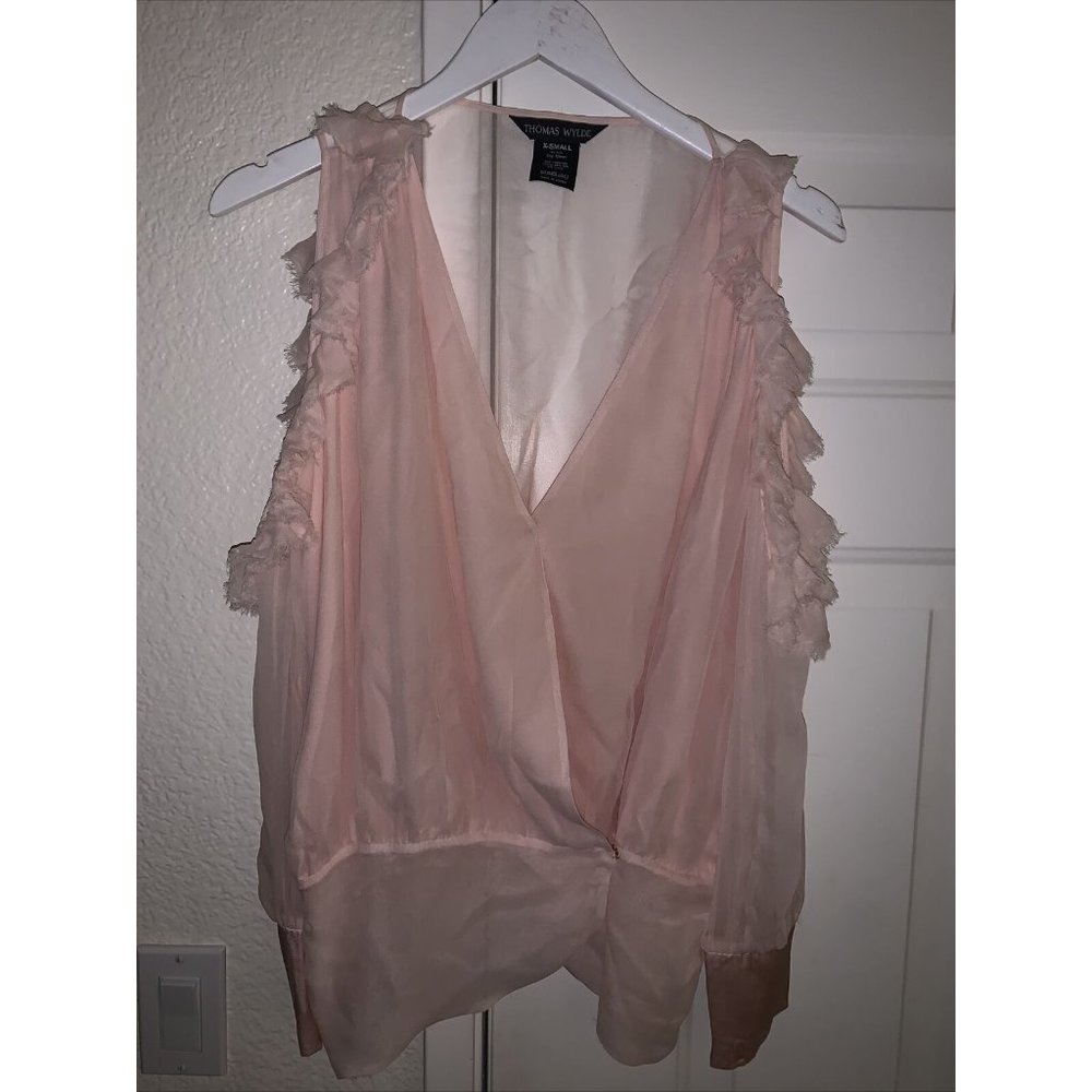 Thomas Wylde long top/blouse Pink size XS 100% silk “Dry Clean Only”